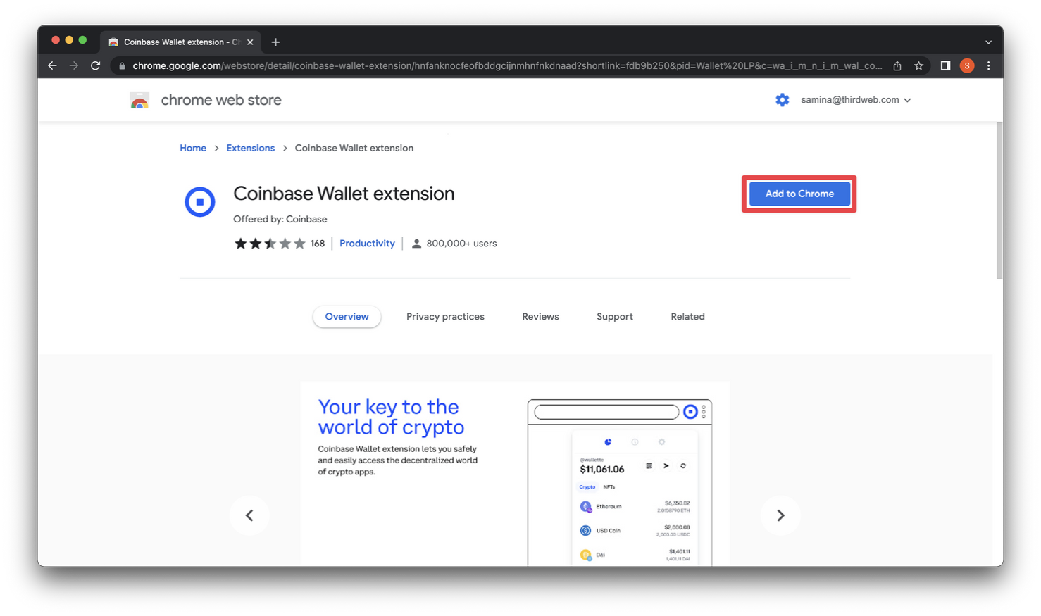 Coinbase chrome extension