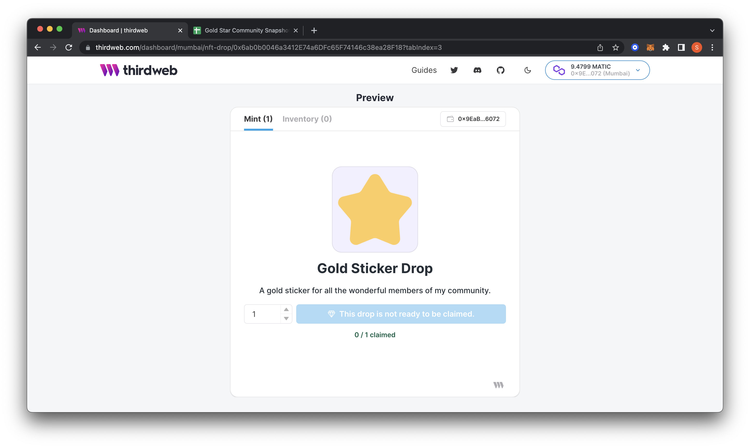 Gold Sticker Drop embed