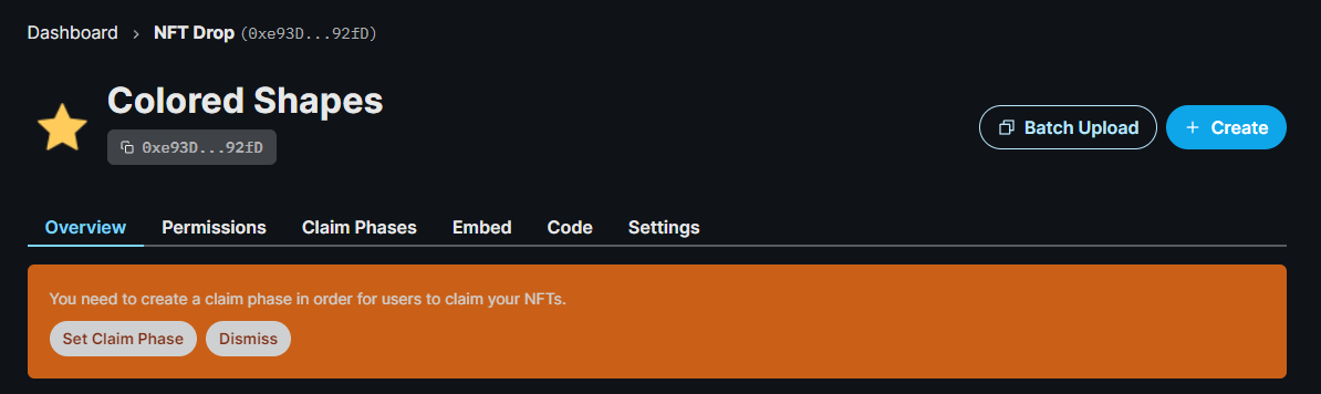 Dashboard requesting to Configure Claim Phases