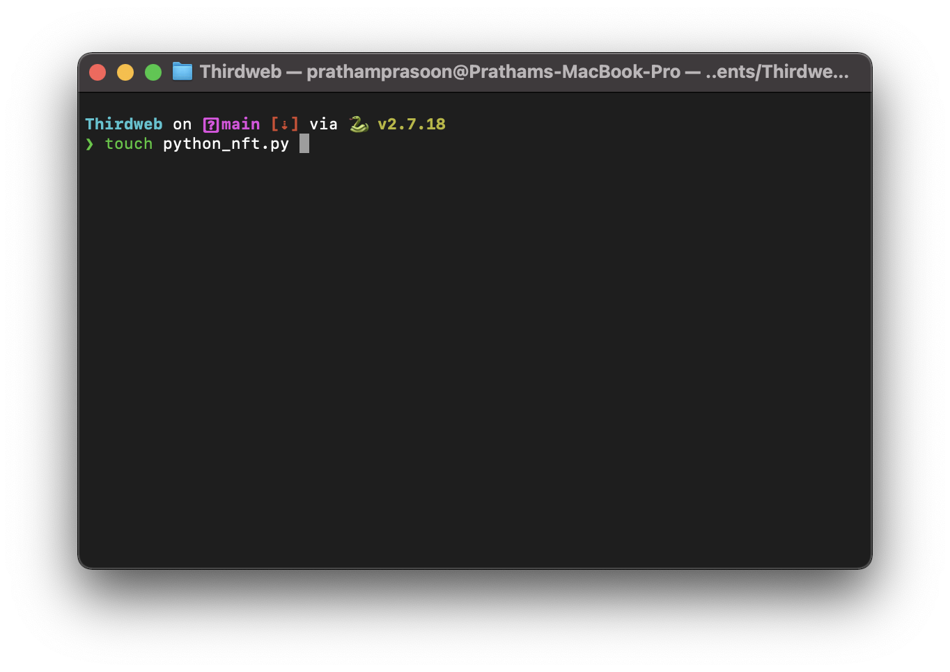 Creating a python file inside the terminal