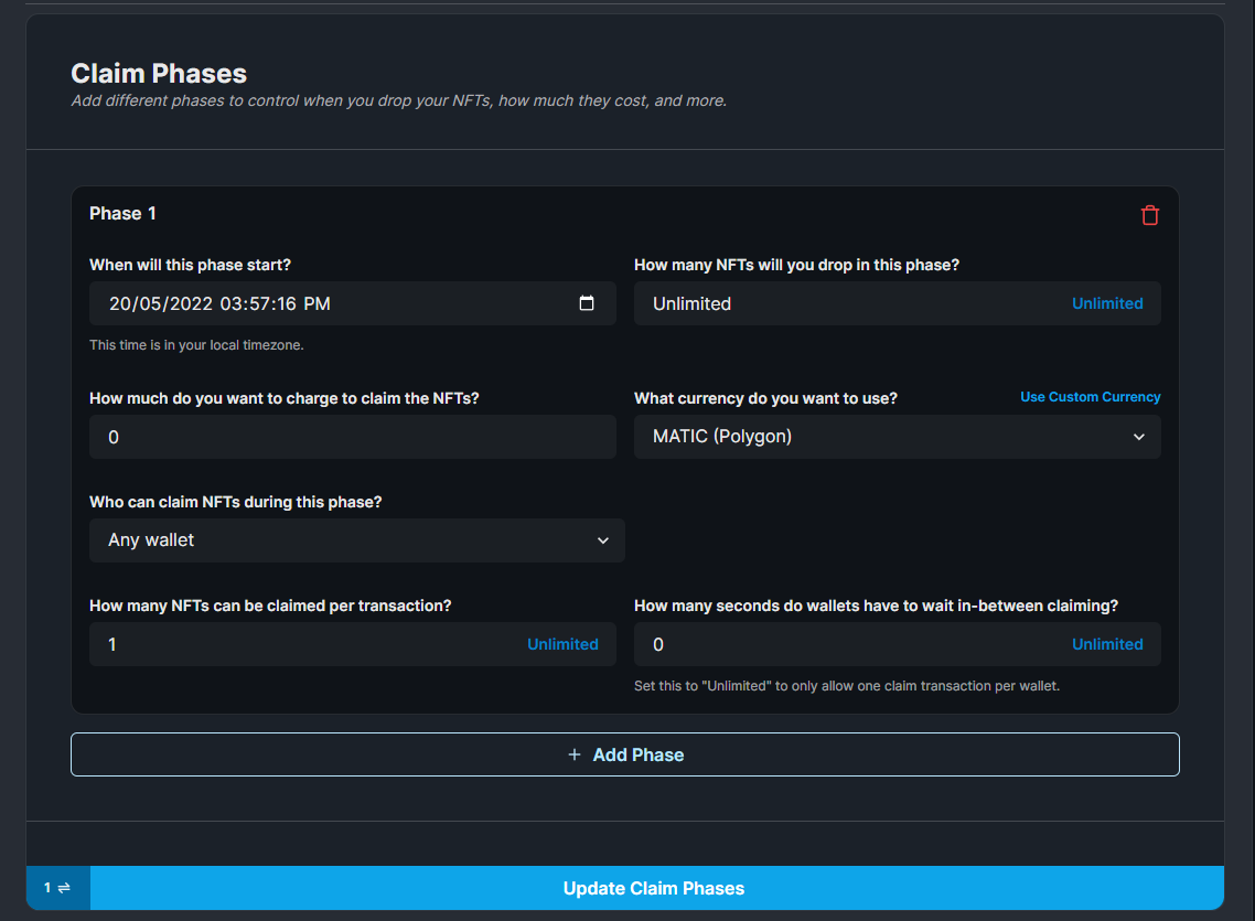 Update Claim Phases